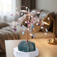 Arbre de la Fortune en Cristal Fait Main Feng Shui, Décoration de Richesse en Pierre Naturelle, Ornement de Table pour la Maison, le Bureau ou comme Cadeau