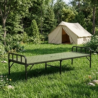 Lit de camping pliable en métal, facile à transporter, double pliage, pour hôtel, école, appartement, chambre, hôpital