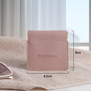 PUPPYSEW 8*8cm Jewelry Pouch Cosmetic <b>Lipstick</b> Shrapnel Pu leather Bag Automatic Closed Bag Makeup Packing Bag <b>custom</b> logo - Product Image 2