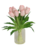 Pot pohon Tulip buatan 34cm, 10 bunga plastik dengan sentuhan nyata untuk acara ulang tahun