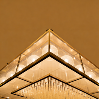 Lustre rectangulaire moderne de luxe en cristal avec globes en verre pour hôtel, restaurant et hall d'entrée
