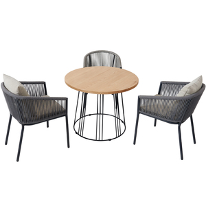 Giá Rẻ Hiện Đại Màu Xám Vườn 3 Mảnh Quán Cà Phê Ăn Đặt Đồ Nội Thất Ngoài Trời Patio Bistro Nhôm Bàn Cà Phê Và 2 Chỗ Ngồi Ghế - Product Image 4