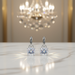 Orecchini di Diamanti Pohnoe Taglio Brillante Rotondo Colore G Argento Naturale Gioielli Classici da Donna per Fidanzamento - Product Image 2