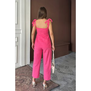 Conjunto de Blusa con Tirantes y Pantalones de Lino Shantuk, Color Fucsia, para Mujer, Talla S - Product Image 6