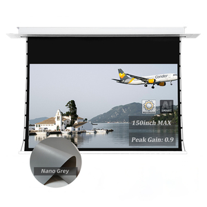 Écran <span class=keywords><strong>de</strong></span> <span class=keywords><strong>projection</strong></span> motorisé ALR OEM à longue portée en PVC 16:9 4K Nano Gris 100 pouces à tension par languettes encastré au <span class=keywords><strong>plafond</strong></span> Gain 0.8 - Product Image 1