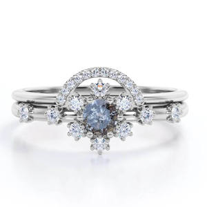 Gioielli sale e pepe anello in argento Sterling 925 sale e pepe anello ovale personalizzato con diamanti sale e pepe - Product Image 6