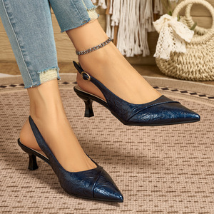 <span class=keywords><strong>Sandali</strong></span> da Festa Eleganti da Donna con Tacco a Spillo <span class=keywords><strong>Blu</strong></span> <span class=keywords><strong>Scuro</strong></span> Effetto Craquelé Lucido e Cinturino Regolabile con Fibbia Metallica - Product Image 4
