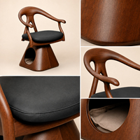 Fauteuil-lit pour chien et chat de style Mid-Century Modern en bois de noyer, pivotant à 360°, canapé pour animaux de compagnie, motif uni, coussin en coton et lin, mobilier design pour animaux.