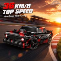 Coche de Carreras RC 4WD a Escala 1/16, 36 km/h, Alta Velocidad, Control Remoto, con Luces LED y Pulverizador de Niebla, 2.4GHz RTR, Camioneta de Juguete de Grado Hobby para Niños