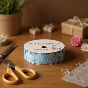 Nastro Decorativo Ilan 2,5cm x 2,7m con Motivo Floreale Blu per Lavori Artigianali - Product Image 2