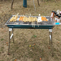 Barbecue à charbon de bois portable en acier inoxydable-Conception pliante de bricolage pour cuisine extérieure, facile à installer, utilisation pour camping/pique-nique/jardin
