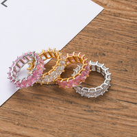 Bague Éternité Tendance en Zircon Cubique Rond Taille Pavé Brillant, Bijoux de Mariage en Diamant de Laboratoire Royal