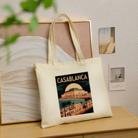 Personalisierte Canvas-Tragetasche mit Casablanca-Muster aus Marokko, wiederverwendbare Einkaufstasche für Damen, ideal für Reisen.