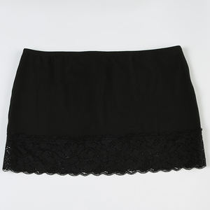 กระโปรงทรงดินสอสั้นแต่งขอบลูกไม้สไตล์วินเทจสำหรับผู้หญิง เอวธรรมชาติ ซับในเนื้อผ้าทึบ แต่งชายกระโปรงบางเบา ป้องกันการมองทะลุ ทรงเข้ารูป - Product Image 2