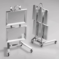 Chariot de salon de beauté en acier inoxydable, design moderne, petit chariot, outil de salon de coiffure, chariot pliable pour permanente et teinture