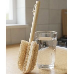 Hot Selling Vietnam Factory 4-Blade Cup and Glass Cleaning <b>Brush</b> Soft Safe Natural Loofah Sponge Non-Scratch Easy To Clean - Product Image 5