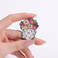Rétro Disco Pot De Fleur Disco Boule Émail Broche En Métal Broche pour Noël Fête Nationale Halloween Outfit Décoration pour Festive