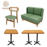 Ensemble de meubles de restaurant, canapé, banc, table et chaises, sièges de stand, pour café, restauration rapide, commerce, café, bois, cuir