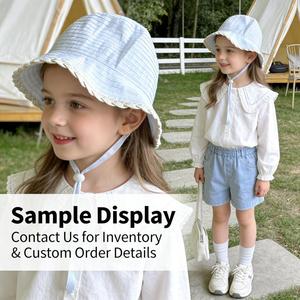 Chapeau de soleil personnalisé en polyester léger avec bordure en dentelle, casquette de <span class=keywords><strong>plage</strong></span> <span class=keywords><strong>d</strong></span>'été pour garçons et filles, chapeau bob pour enfants pour l'extérieur - Product Image 6
