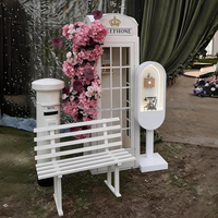 ZKAI Accessoires de mariage : Ensemble cabine téléphonique blanche vintage, support pour livre d'or audio et boîte aux lettres, pour décoration de mariage