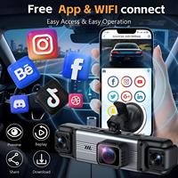 Caméra de tableau de bord 4 canaux WiFi 1080P avant, intérieur, arrière, DVR de voiture, vision nocturne 360 degrés, écran IPS 3,16 pouces, moniteur de stationnement