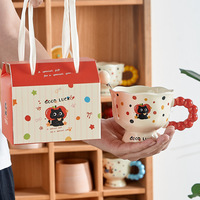 Tasses à café en céramique faites à la main avec soucoupe irrégulière Ensemble de tasses à thé de l'après-midi Tasse de couple Cadeau