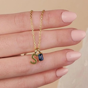 Collar de Clavícula de Oro de 18K con Doce Piedras de Nacimiento y Personalización de 26 Letras, Cadena con Colgante de Lujo Personalizable - Product Image 2