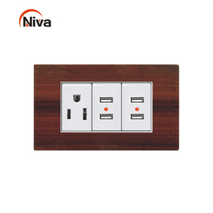 Số lượng cao 3 cực ổ cắm + đôi USB hạt gỗ thiết bị chuyển mạch ổ cắm và Thiết bị chuyển mạch điện phụ kiện Bảng điều khiển - Product Image 1