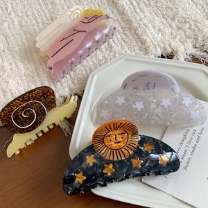 Pinzas de Pelo de Acetato con Diseño de Dibujos Animados, Pinza de Pelo con Forma de Girasol, Estrella, Caracol y Tiburón para Mujer - Product Image 4