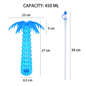 16oz LED Yard Cup Custom Coconut Tree Plastic Drinking Cup with Straw for Luau Beach Party Tropical <strong>Summer</strong> <strong>Decorations</strong> - Product Image 6