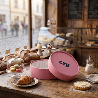 Boîte ronde en papier rigide, résistante au four, écologique, biodégradable, en matériaux recyclés, personnalisable avec logo imprimé sur mesure