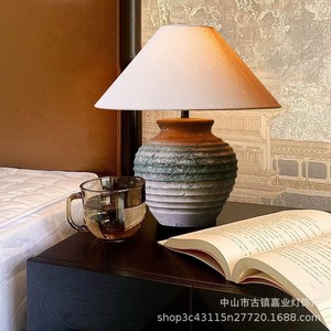 Lampe <span class=keywords><strong>de</strong></span> table <span class=keywords><strong>de</strong></span> style Wabi-Sabi, Nouveau style chinois, <span class=keywords><strong>japonais</strong></span>, américain, français, céramique vintage, pot en terre cuite rétro, chambre à coucher design - Product Image 4