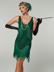 Robe de soirée rétro vintage des années 1920, style Great <span class=keywords><strong>Gatsby</strong></span>, avec paillettes et franges, costume de fête, robe <span class=keywords><strong>Gatsby</strong></span> des années 20 pour femmes - Product Image 3