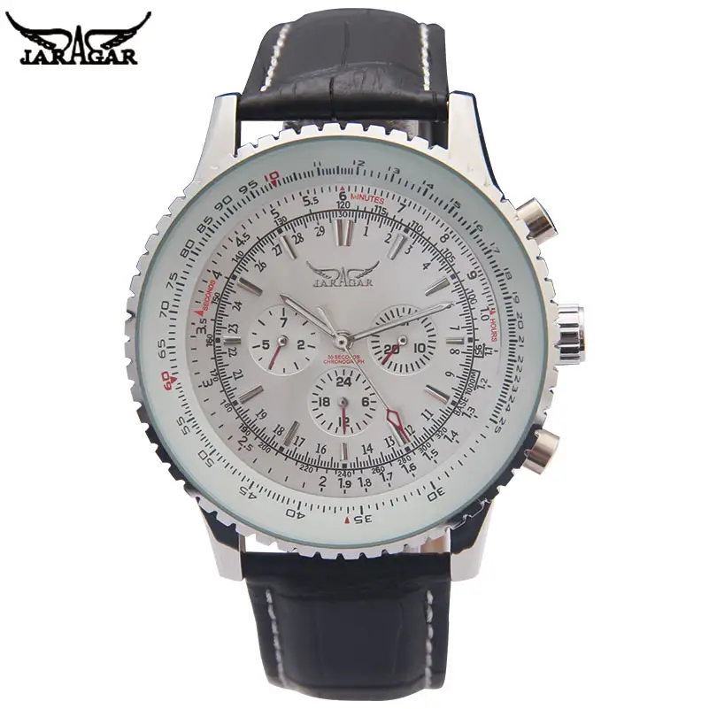 JARAGAR New Luxury Mechanical Watches Men Classic Automatic 6 Pin Calendar Big Dial Strap Wrist Watch