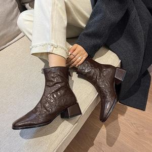 Botas de Nieve Modernas y Versátiles hasta la Pantorrilla para Mujer, Botas de Tacón Alto con Forro de Piel para Otoño e Invierno - Product Image 3