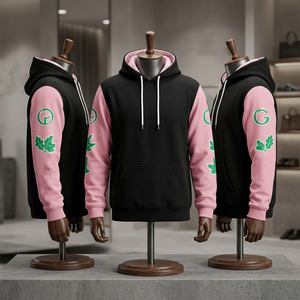 Sudadera con Capucha Personalizada de Invierno para la Hermandad Alpha Kappa - Bordada e Impresa Digitalmente, 100% Algodón, Rosa/Verde, Personalizada a tu Gusto - Product Image 5