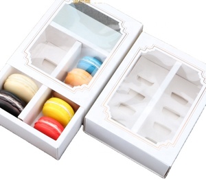 Prezzo all'ingrosso personalizzato trasparente biscotto macaron scatola torta dessert pagnotta carta da forno confezione regalo con inserto divisore di carta - Product Image 1