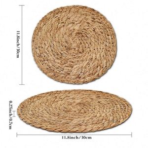 Japanese Style Insulated Home Tea Cup Hand <b>Woven</b> Straw Circular Bowl Plate <b>Mats</b> for Weddings Dining and Coffee Tables - Product Image 3
