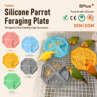 BPlus 2026 Nouveau Plateau d'alimentation en silicone OEM ODM anti-éclaboussures, tapis de recherche de nourriture multi-textures pour perroquets, conures et animaux exotiques