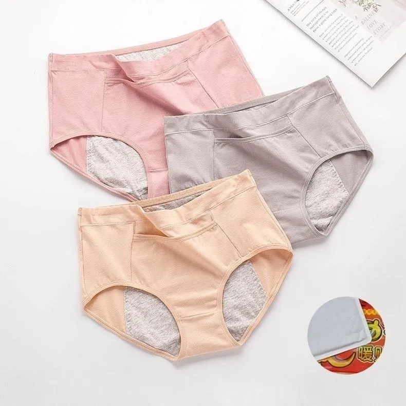 Sous-vêtements physiologiques pour femmes période menstruelle étanche élargi grande taille pantalon sanitaire taille moyenne avec poches