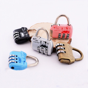 Mini Combination Padlock Zinc Alloy Resettable 3 Digit Bag Lock Travel <b>Security</b> Lock Solid Color Mixed Print Design - Product Image 2