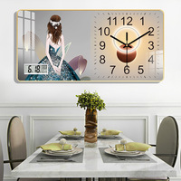 Horloge murale moderne en quartz silencieuse avec affichage de la température, décoration Art Déco pour salon, horloge murale à quartz à fixer au mur