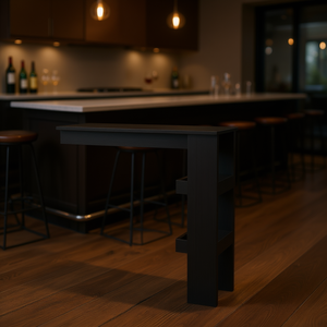 Mesa de Bar en Forma de L de Madera Sintética Negra, 40.2x17.7x40.7 Pulgadas, Diseño Moderno y Minimalista, Mueble Comercial Multifuncional - Product Image 2