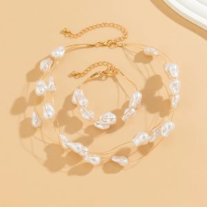 Caliente Irregular imitación perla cadena collar pulsera conjuntos de joyería mujeres fiesta boda joyería regalo - Product Image 5