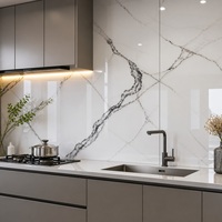 Panneau mural en marbre UV WYRAX 1220x2440mm 3.0mm Blanc Panda Brillant Imperméable pour crédence de cuisine et mur de douche