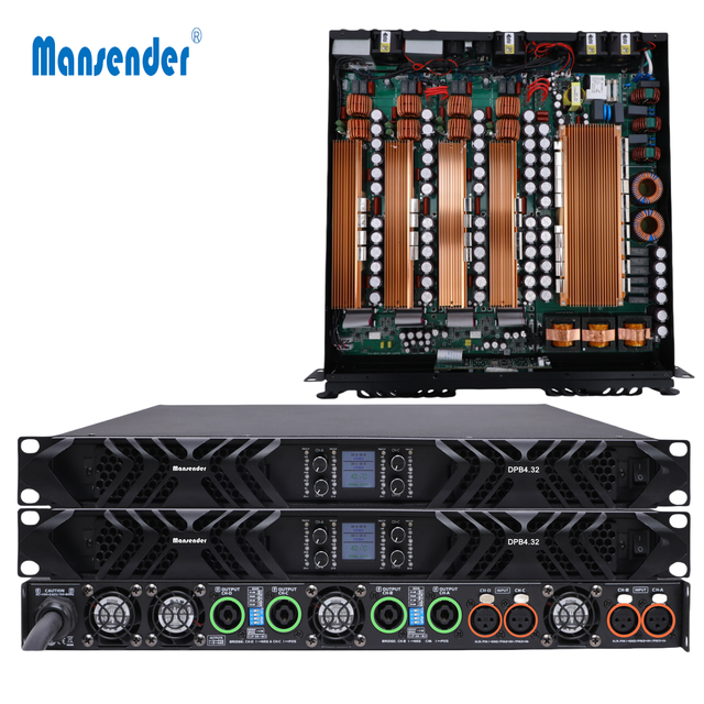 GaN 1U Professional Audio Class D Manufacturer Hot-selling 4Channels 4*3200Watts Gain Control OEM Digital Big Power Amplifier