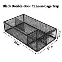 Cage piège professionnelle noire à double porte multi-usages pour serpents, antirouille, durable, capture vivante sans cruauté, 60x28x12cm, légère