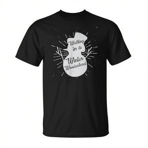 T-shirt de Noël « Walking In A Winter Wonderland » noir unisexe pour adulte, col rond, manches courtes, promotionnel - Product Image 2