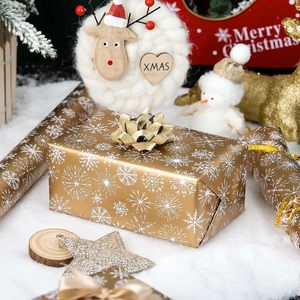 MAYPLUSS Winter Snowflake Christmas Wrapping Paper 17 Inch X 33 Feet Gold With White Print For Gift Craft Eco-Friendly - Product Image 4