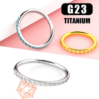 Getta ASTM F136 Titane Zircon Plaqué Or Vintage Sertissage à griffes pour Piercing de nez, Cartilage, Spirale, Boucle d'oreille Gothique, Hélix